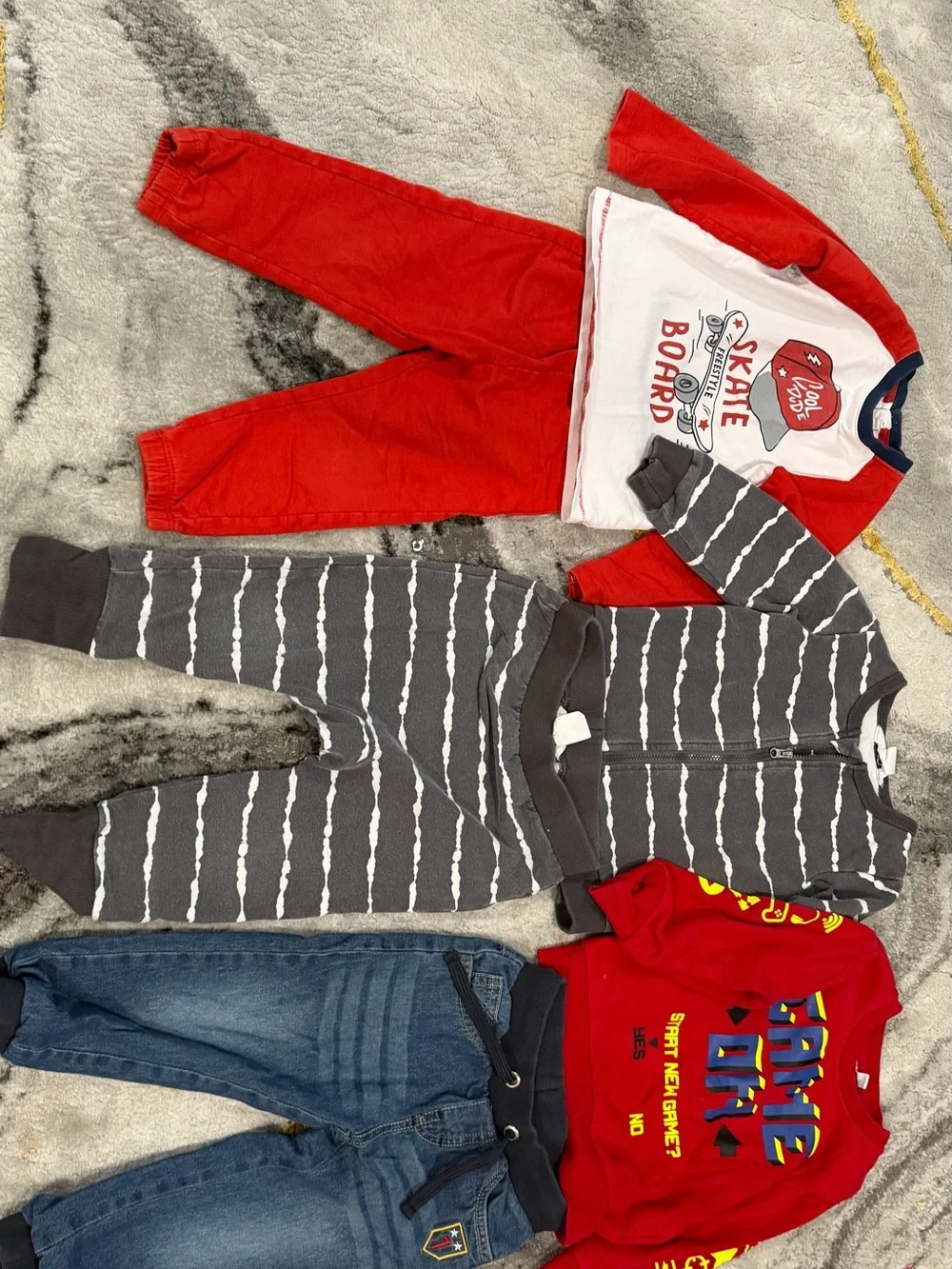 Toddler Boys Red & Gray 4-Piece Outfit Set